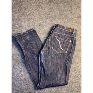 Sky Flared Jeans Women 15/16 Blue Denim Flat Front Double Stitch 5-Pocket Design